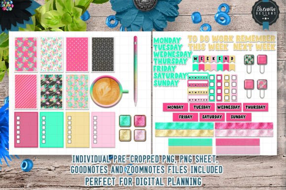 Download Tropical Flamingo Digital Stickers - Tropical flamingo Collection