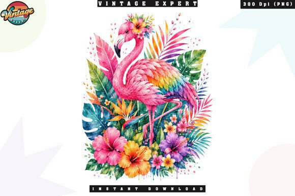 Download Tropical Flamingo Watercolor PNG - Tropical flamingo Collection