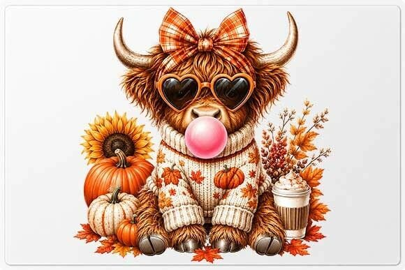 Download Cute Fall Highland Cow PNG - Premium Resources