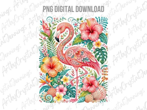 Download Tropical Flamingo Summer Floral PNG - Tropical flamingo Collection