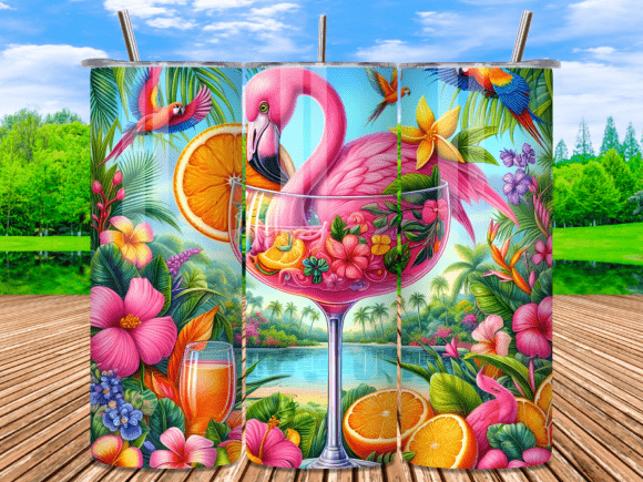 Download Tropical Flamingo Cocktail Tumbler Wrap - Tropical flamingo Collection