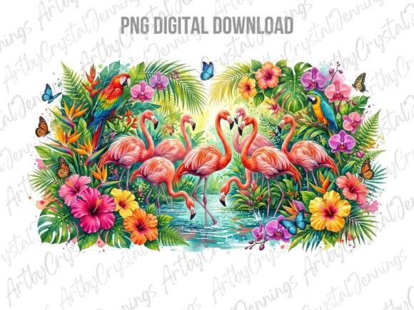 Download Tropical Flamingo Watercolor Clipart PNG - Tropical flamingo Collection