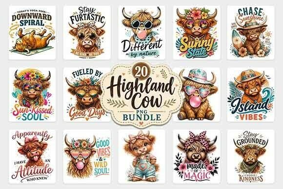 Download Cute Highland Cow PNG Bundle - Cow png Collection