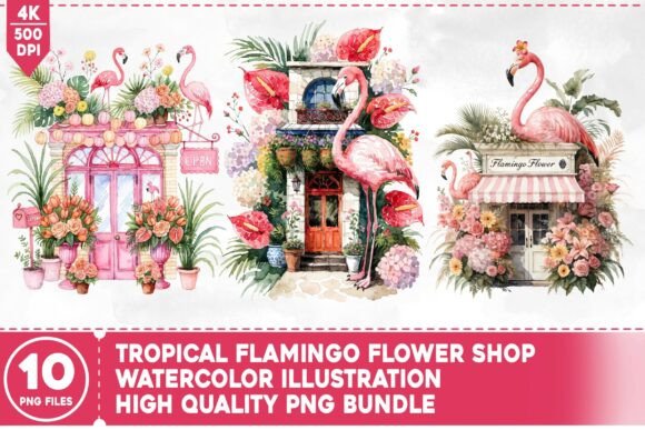 Download Tropical Flamingo Flower Shop PNG Bundle - Premium Bundle