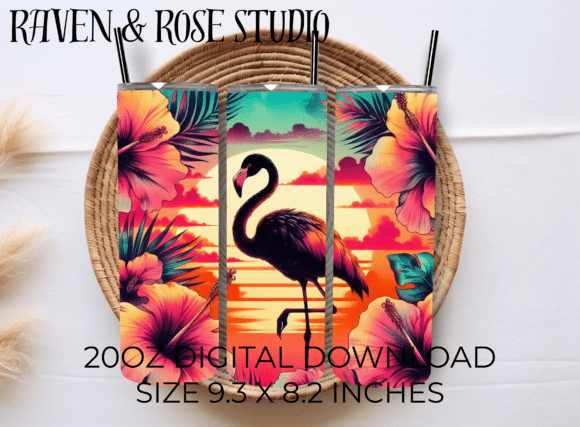 Download Tropical Flamingo Sunset Tumbler PNG - Tropical flamingo Collection