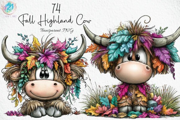 Download Fall Highland Cow PNG Clipart Bundle - Cow png Collection